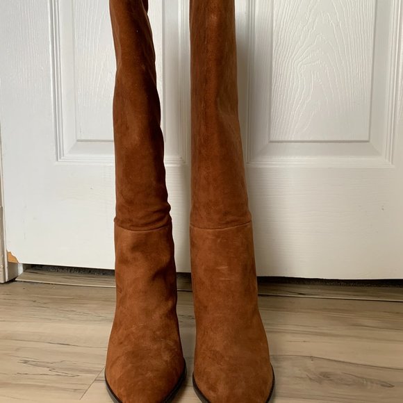 Ann Taylor Women's Suede Knee-High Pointed Toe Boots, Chestnut, size 9 NWOB - Picture 3 of 8